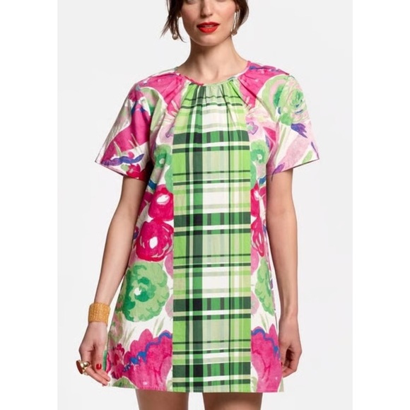 Frances Valentine Mags Trumpet Floral Gingham-Print Mini Dress M - Picture 1 of 4